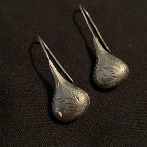 Silver engraved drop earrings